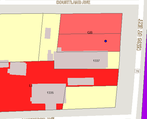 Charleston downtown peninsula zoning detail showing prohibited areas for adult entertainment
